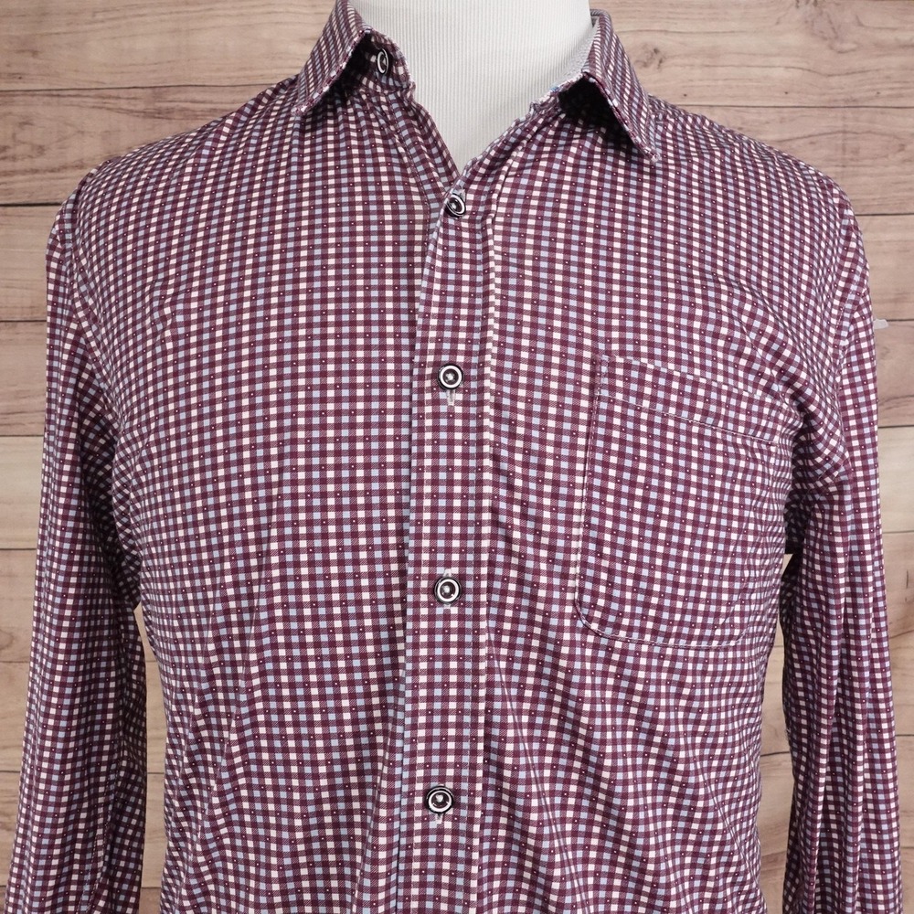 Buttercloth Shirt Mens L Red Check Long Sleeve Button-Up Regular‎ Fit Cotton